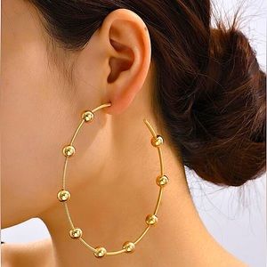 Gold Ball Beaded Hoop Earrings